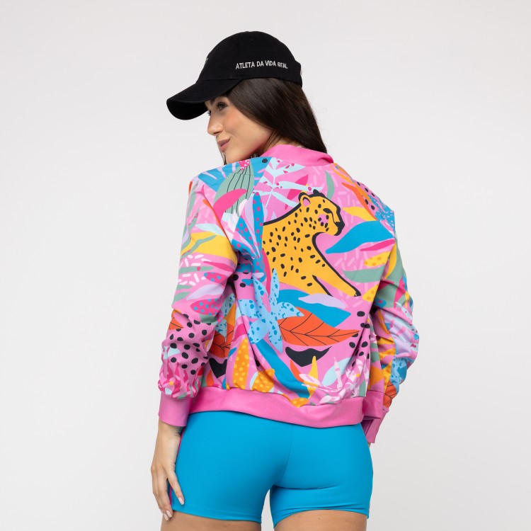 Jaqueta Bomber Estampada Onça Pop