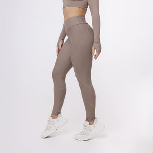 Legging Lines Bolso Cós - Marrom Trufa & Café com Leite