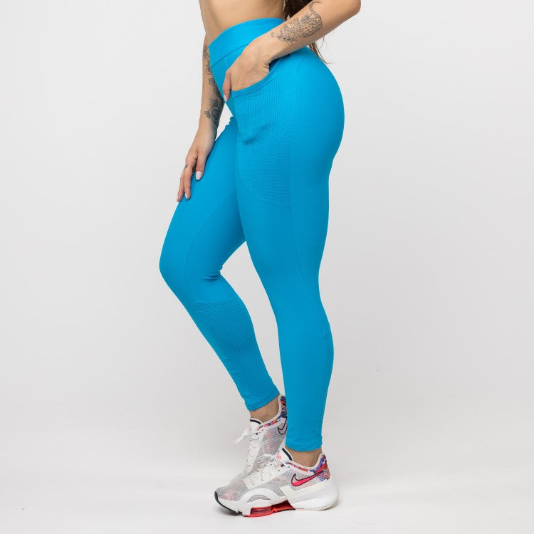 Legging Alongado com Bolso e Cós de Elástico - Azul Malibu