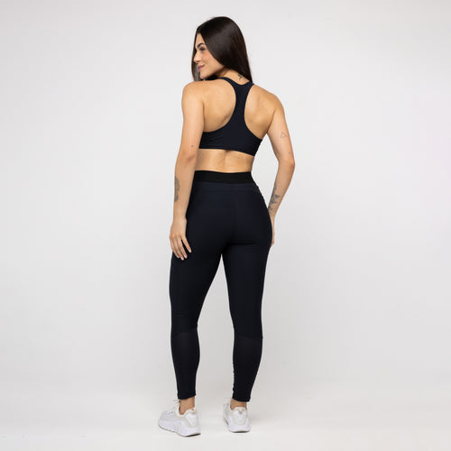 Legging Alongado com Bolso e Cós de Elástico - Preto