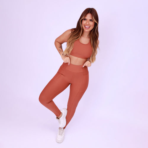Legging Bolsos Running - Chocolate
