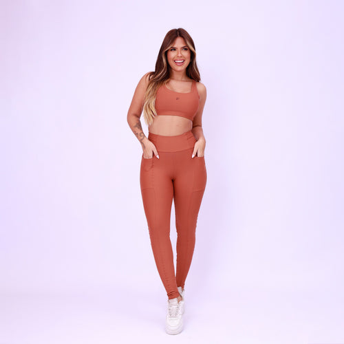 Legging Bolsos Running - Chocolate