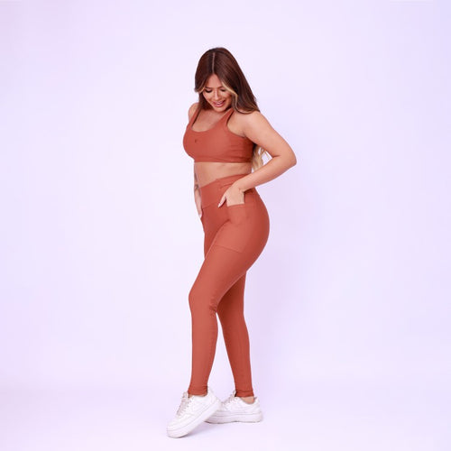 Legging Bolsos Running - Chocolate