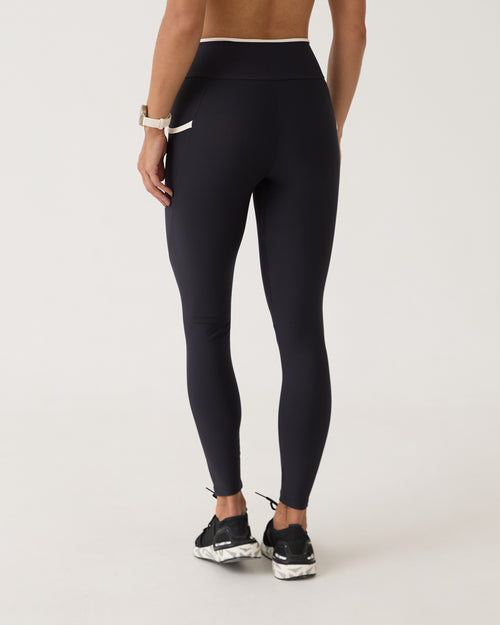 Legging com Bolso Fita Bicolor - Preto & Off White