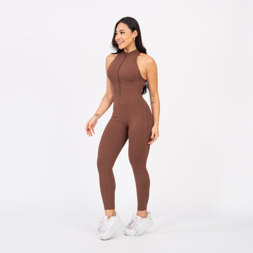 Macacão Racer Zip - Avelã