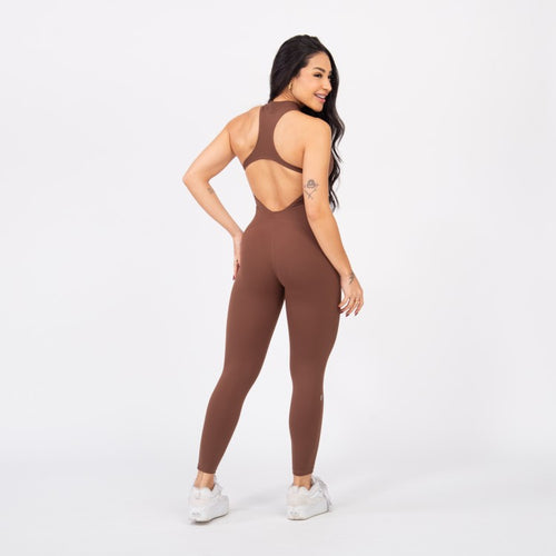 Macacão Racer Zip - Avelã
