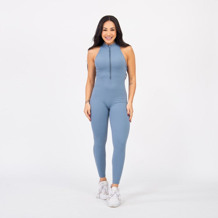 Macacão Racer Zip - Azul Acinzentado