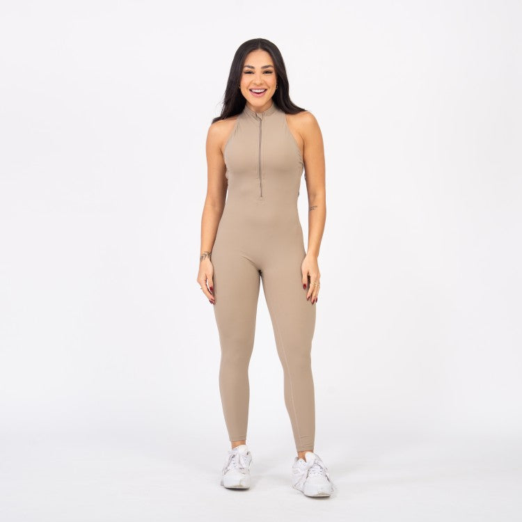 Macacão Racer Zip - Caqui