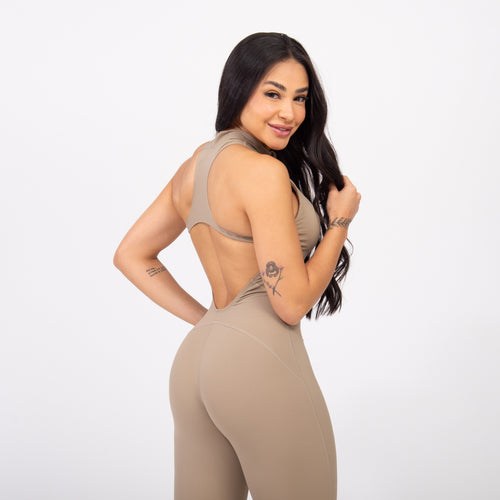 Macacão Racer Zip - Caqui