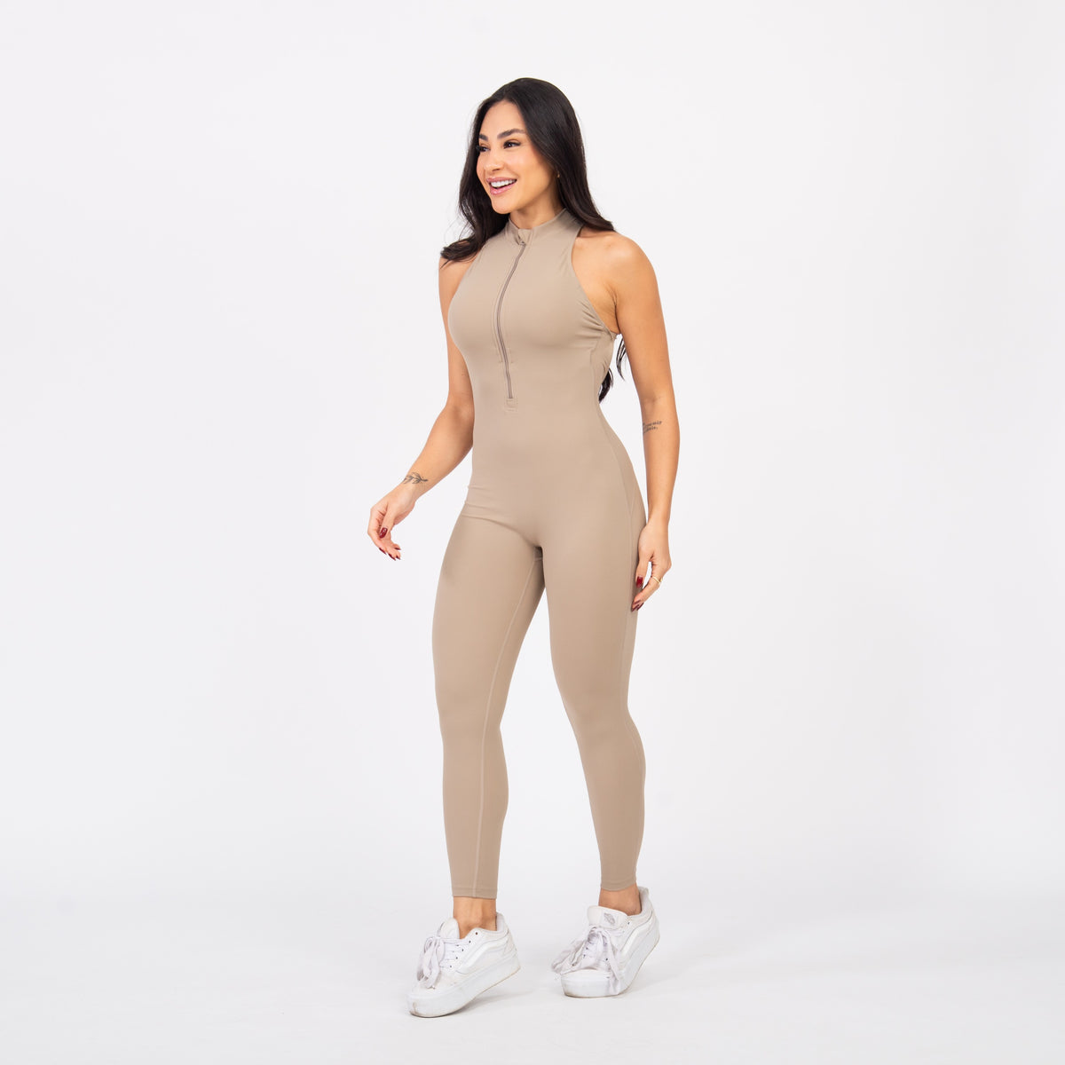 Macacão Racer Zip - Caqui