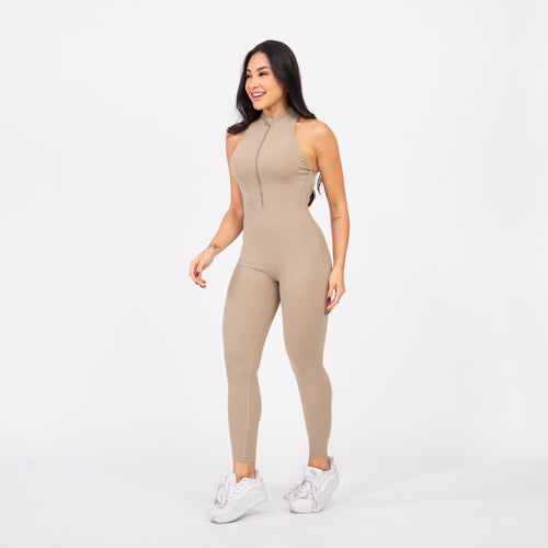 Macacão Racer Zip - Caqui