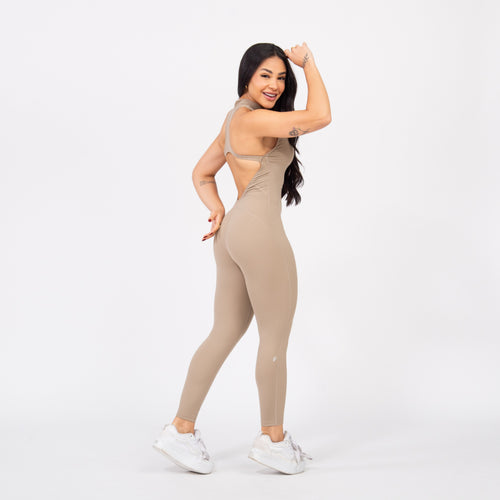 Macacão Racer Zip - Caqui