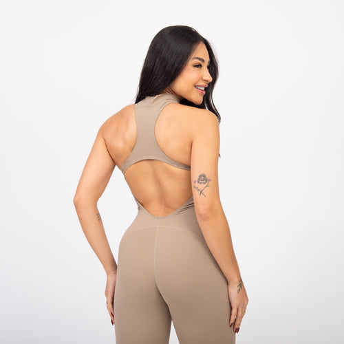 Macacão Racer Zip - Caqui