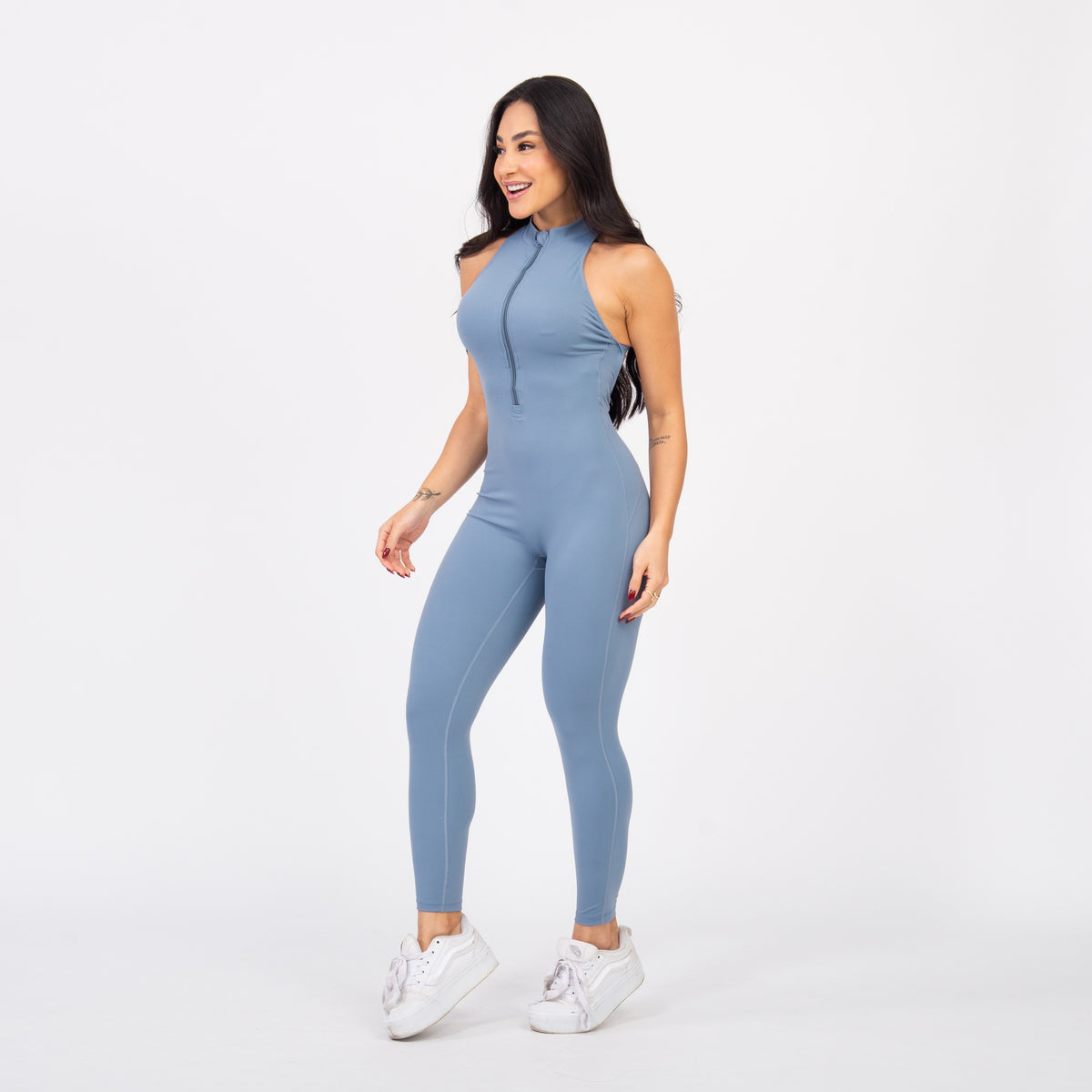 Macacão Racer Zip - Azul Acinzentado