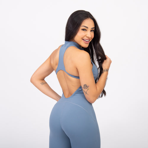 Macacão Racer Zip - Azul Acinzentado