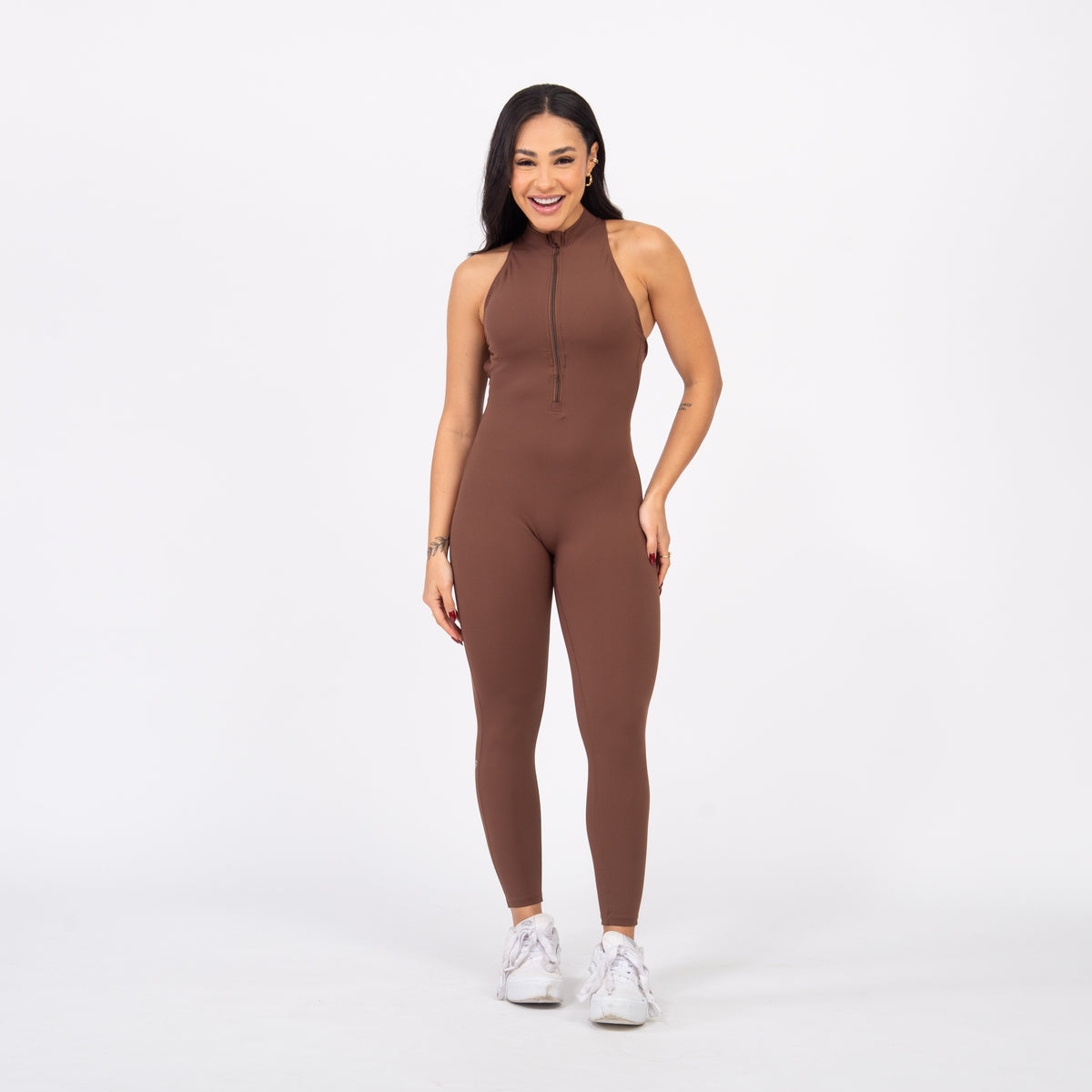 Macacão Racer Zip - Avelã