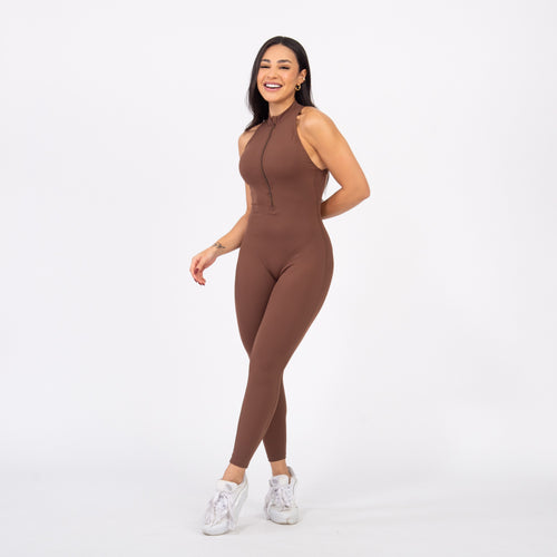 Macacão Racer Zip - Avelã