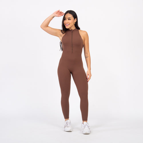 Macacão Racer Zip - Avelã