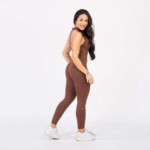 Macacão Racer Zip - Avelã