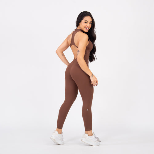 Macacão Racer Zip - Avelã
