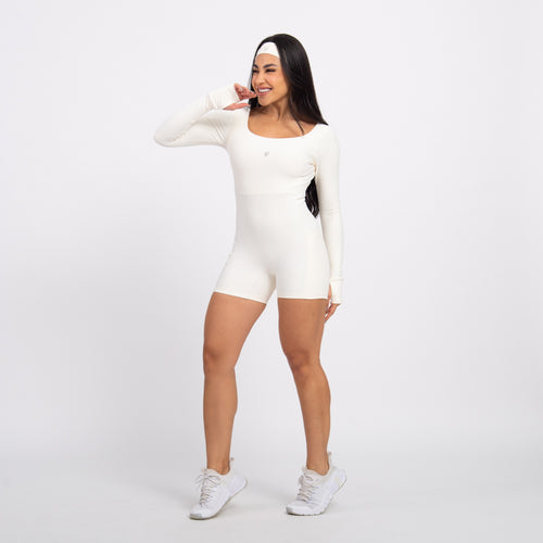 Macaquinho com Bolso Manga Longa Sleek - Off White
