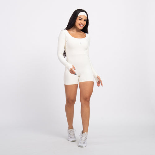 Macaquinho com Bolso Manga Longa Sleek - Off White