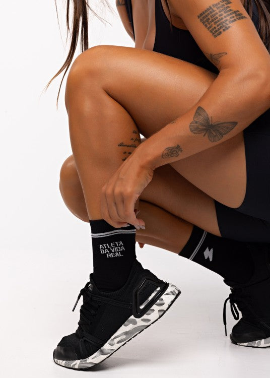 Meia Daily Atleta da Vida Real Poliamida - Preto &amp;amp; Branco