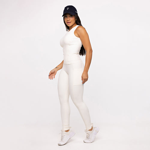 Legging Básica com Bolso - Off White