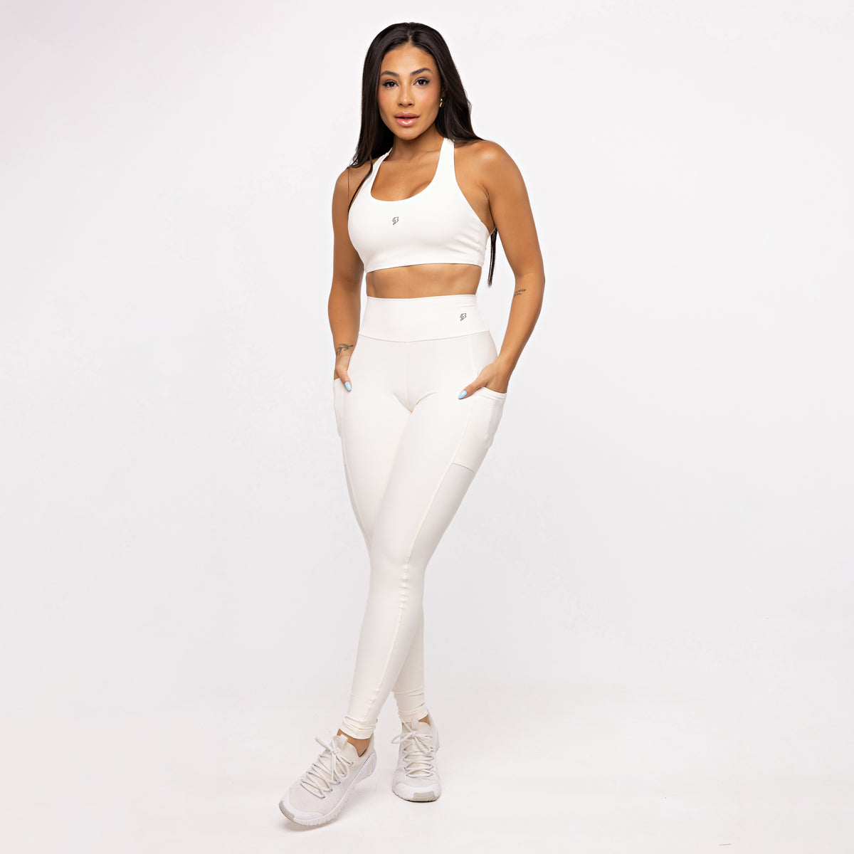 Legging Básica com Bolso - Off White