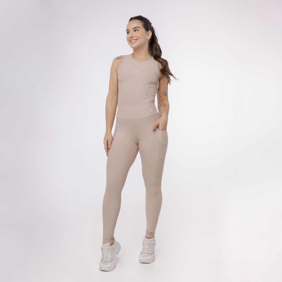 Legging Básica com Bolso - Café com Leite