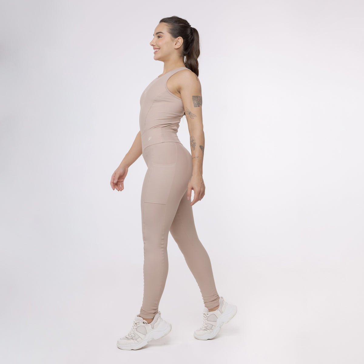 Legging Básica com Bolso - Café com Leite