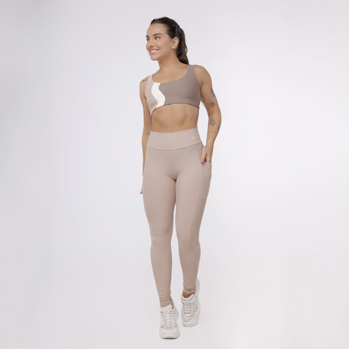 Legging Básica com Bolso - Café com Leite