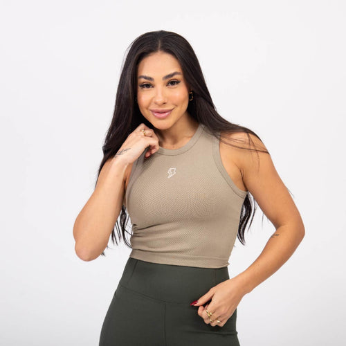 Regata Cropped Flex - Cáqui Frio