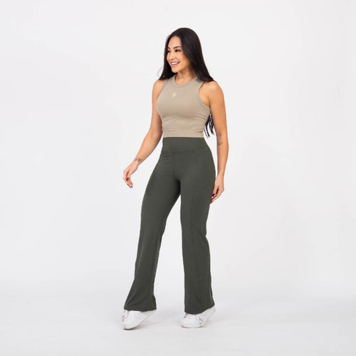Regata Cropped Flex - Cáqui Frio