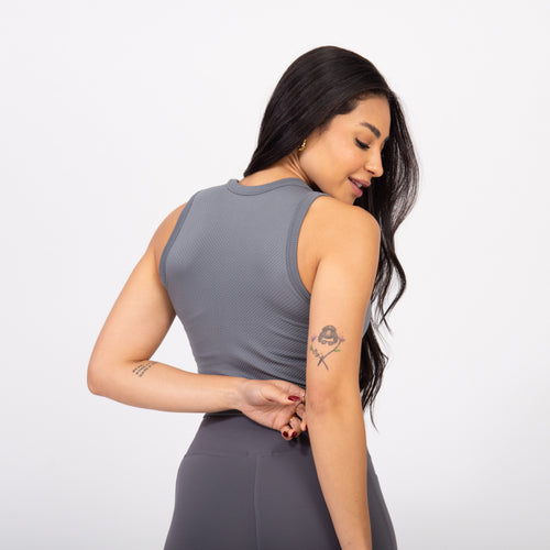 Regata Cropped Flex - Cinza Névoa