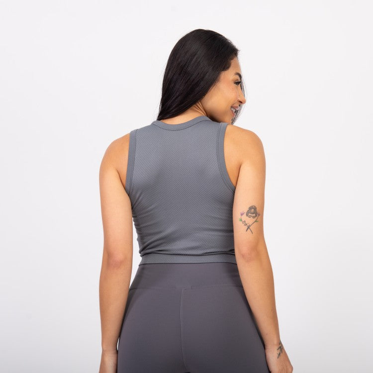 Regata Cropped Flex - Cinza Névoa