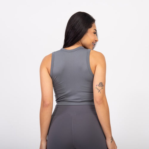 Regata Cropped Flex - Cinza Névoa