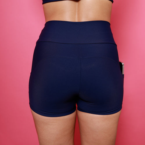 Short Anatômico Com Bolso - Azul Marinho