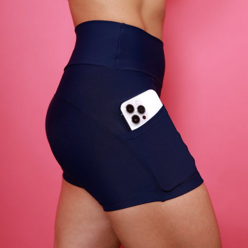 Short Anatômico Com Bolso - Azul Marinho