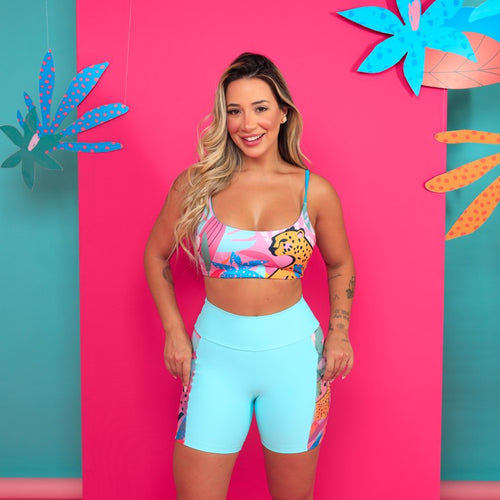 Short Alongado com Bolso Tule - Onça Pop