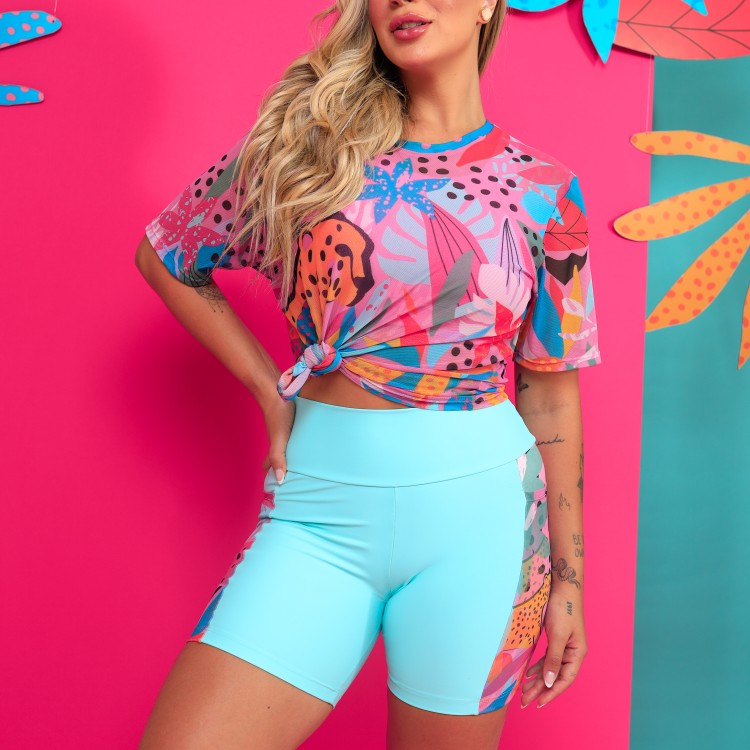 Short Alongado com Bolso Tule - Onça Pop