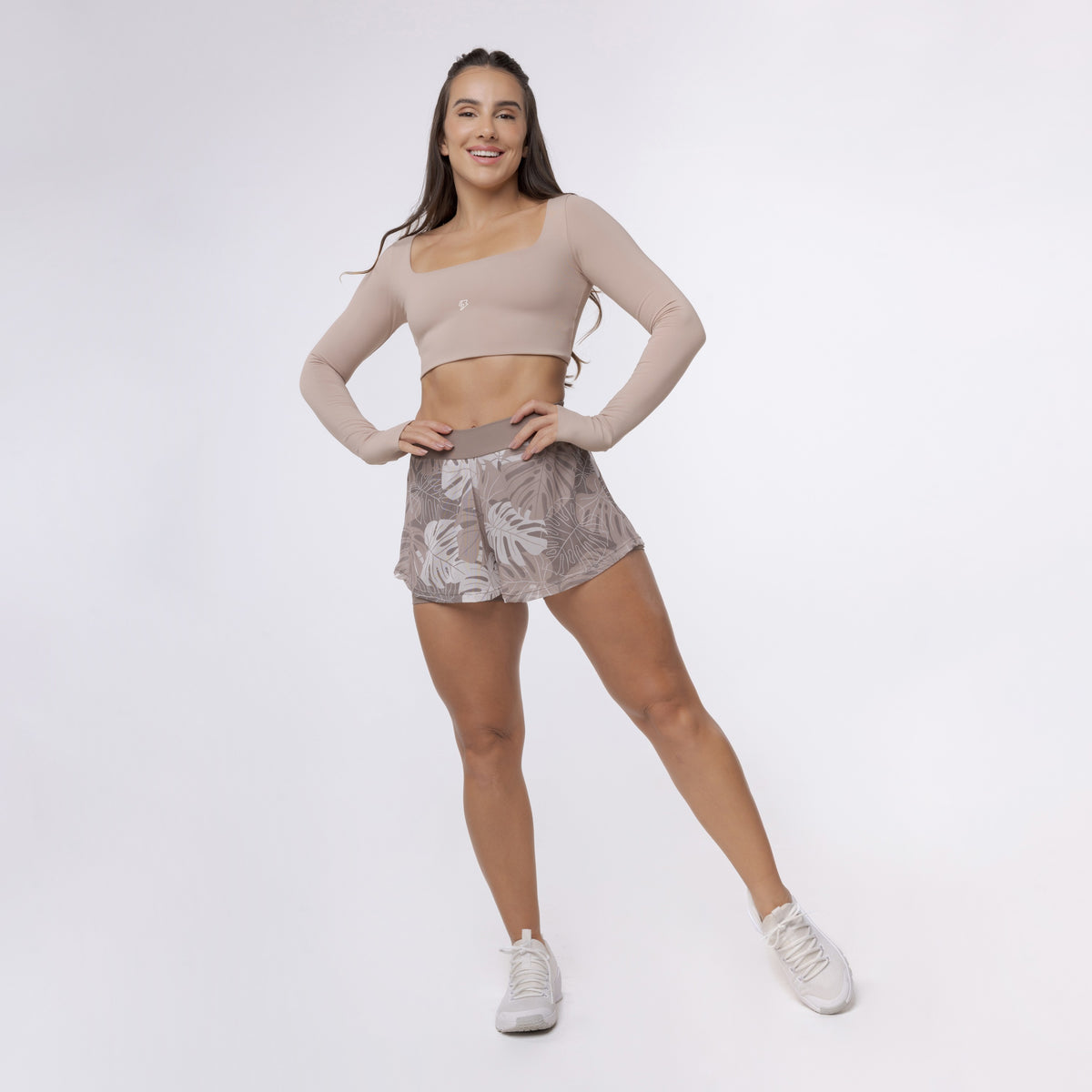 Short Duplo Tule Estampado - Costela Nude
