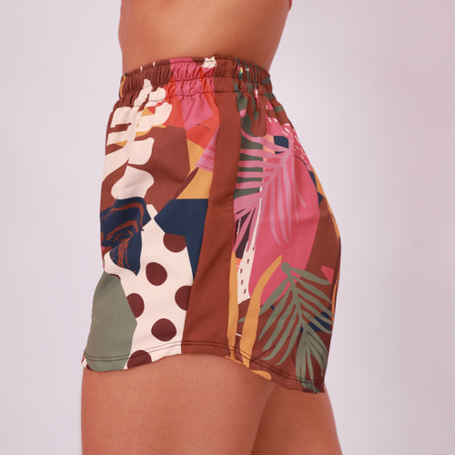 Short High Tech Estampado Recorte Lateral - Patch Forest
