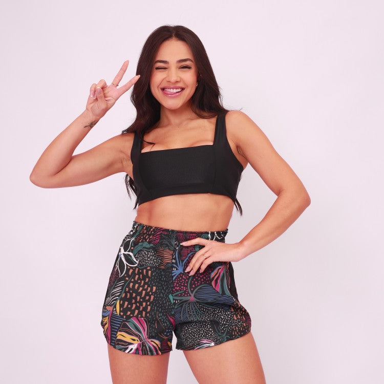 Short High Tech Estampado Recorte Lateral - Inverno Tropical