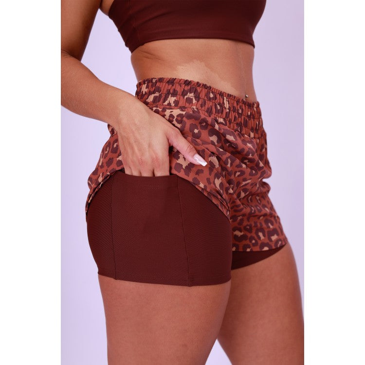 Short Duplo High Tech Estampado - Onça Chocolate & Café