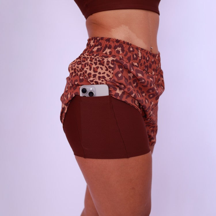Short Duplo High Tech Estampado - Onça Chocolate & Café