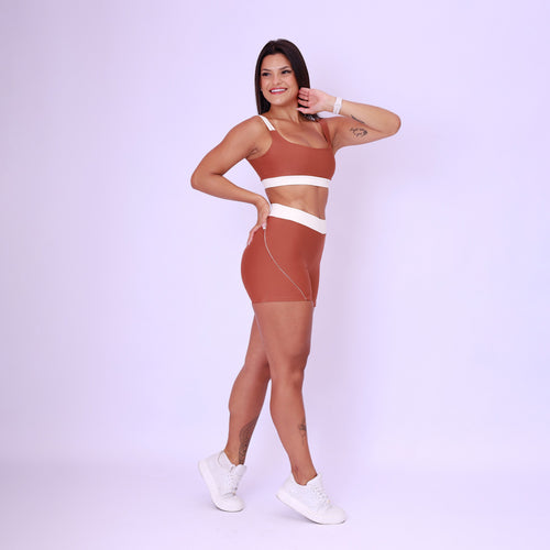 Short Recorte Anatômico Sport Bicolor - Chocolate & Off White