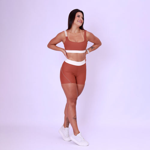 Short Recorte Anatômico Sport Bicolor - Chocolate & Off White