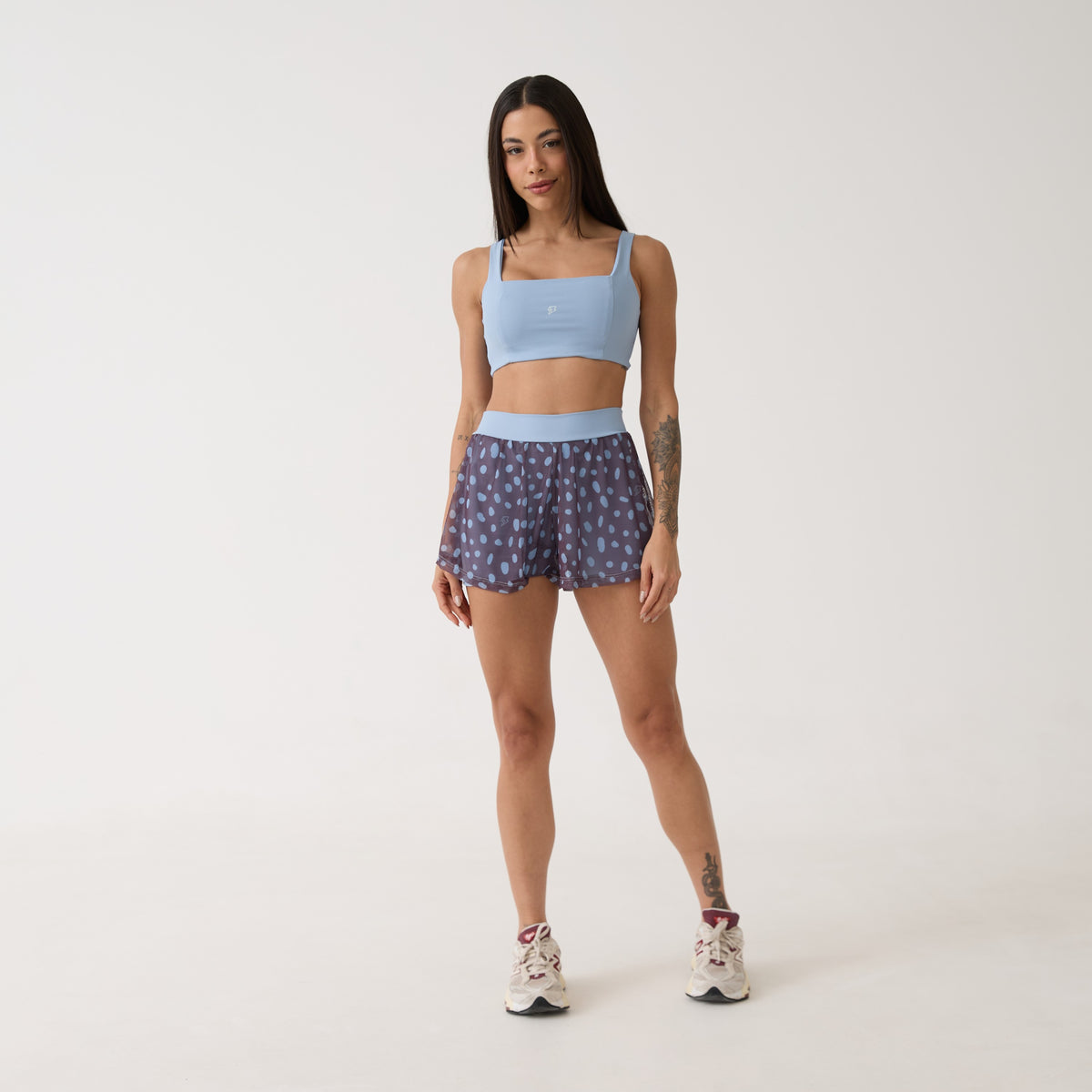 Short Duplo de Tule Estampado Bolso - Polka Dot