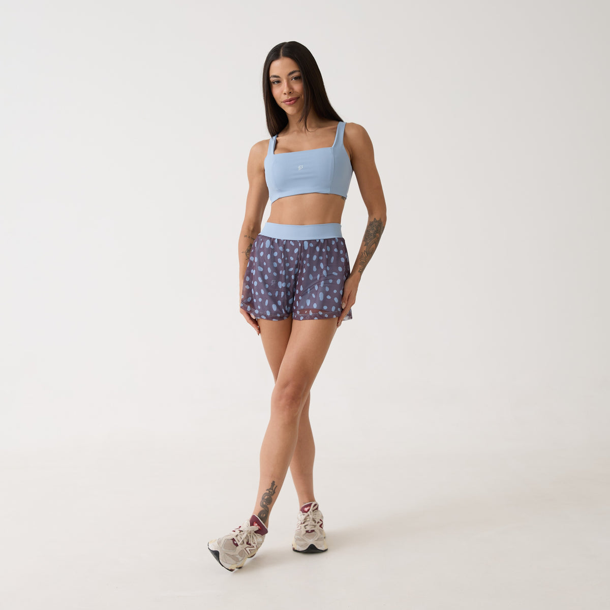 Short Duplo de Tule Estampado Bolso - Polka Dot